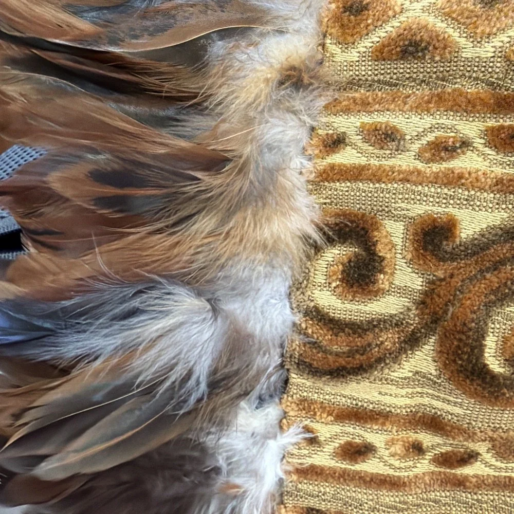 Neiman Marcus Baroque Throw , Sofa Chair Table Cover , Wall Hanging W feathers‎